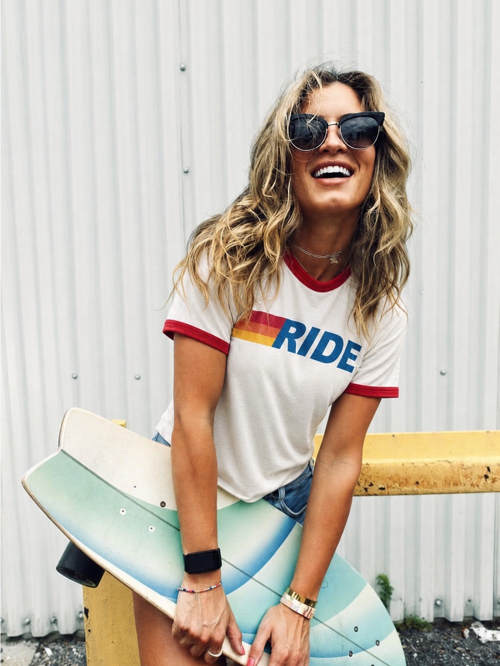 🌈 NWT Aviator Nation Retro 'RIDE' Graphic Ringer Tee